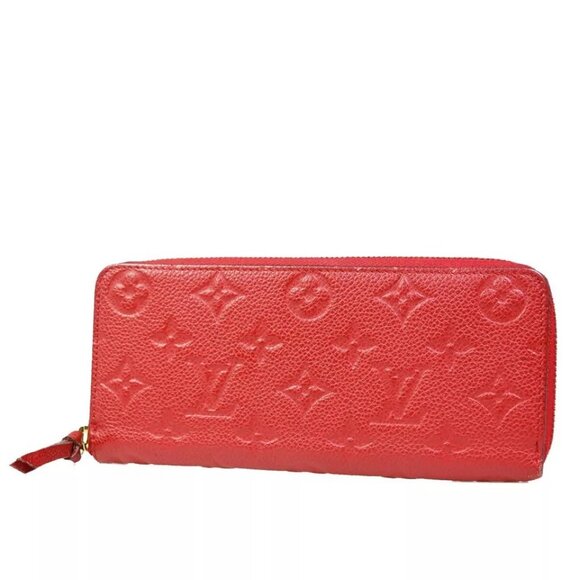 LOUIS VUITTON Clemence Long Bifold Wallet Monogram Empreinte Red - Picture 1 of 16